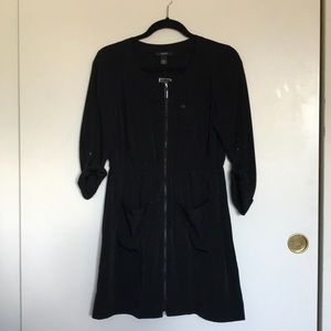 Alfani zip front gathered waist black dress